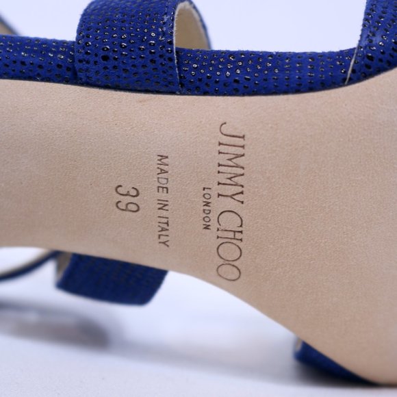 Jimmy Choo Louise Blue Glitter Crisscross Sandal - Picture 7 of 8